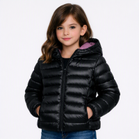 12COAT 8J: Black Puffa Coat (3-8 Years)